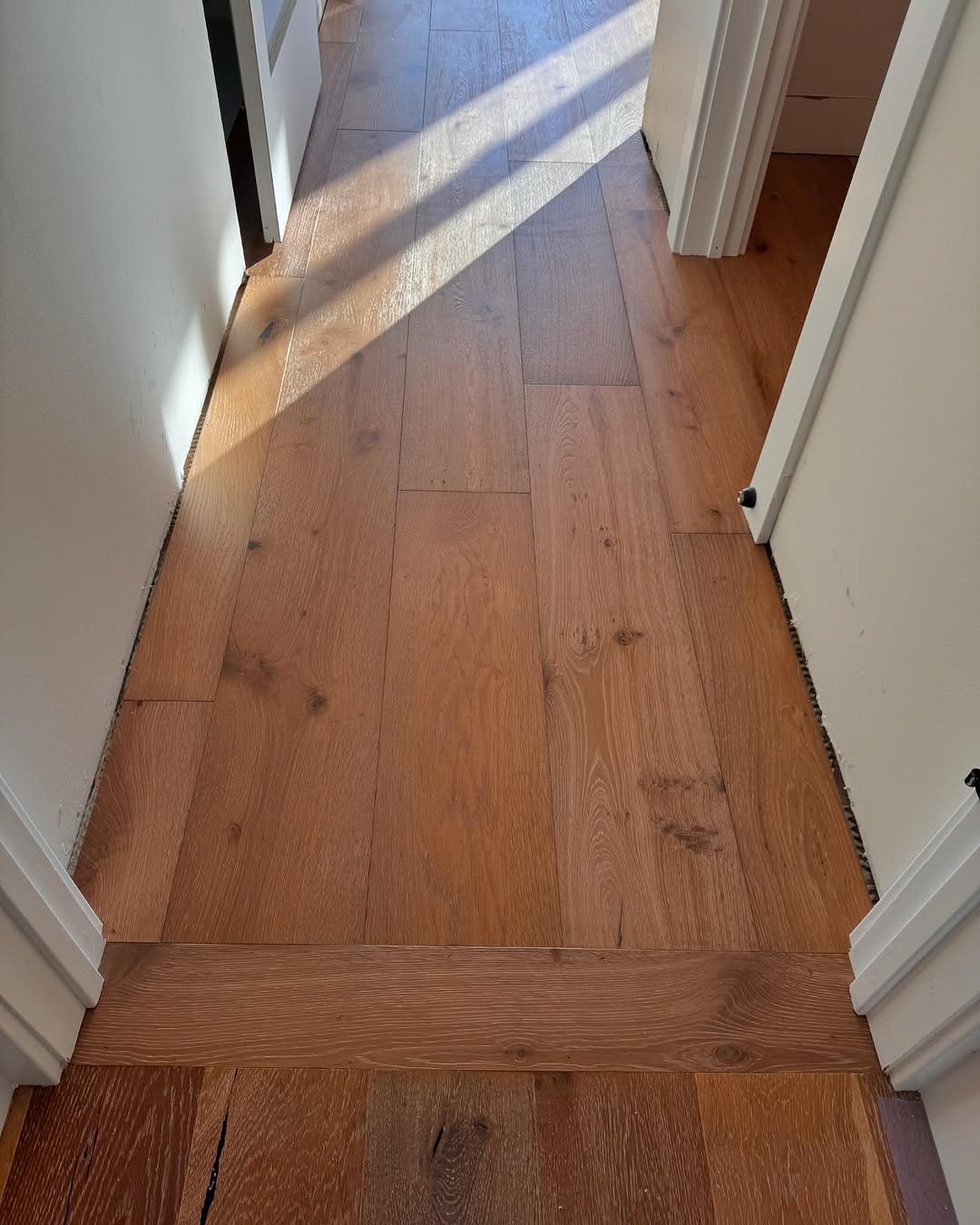 Hardwood flooring installation in residential home