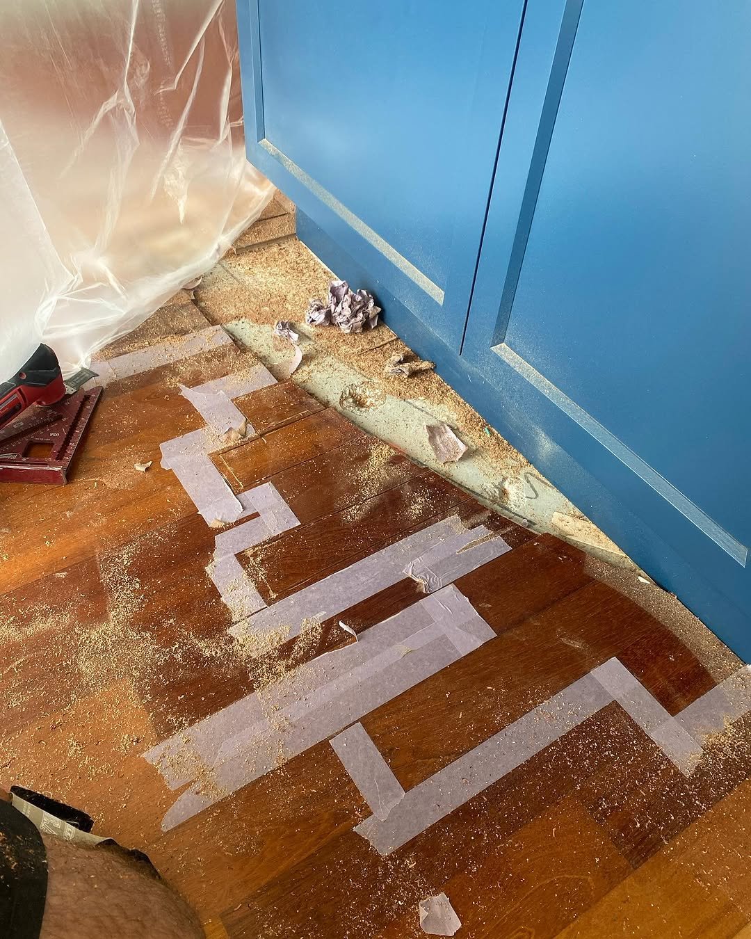 Hardwood floor with custom design elements